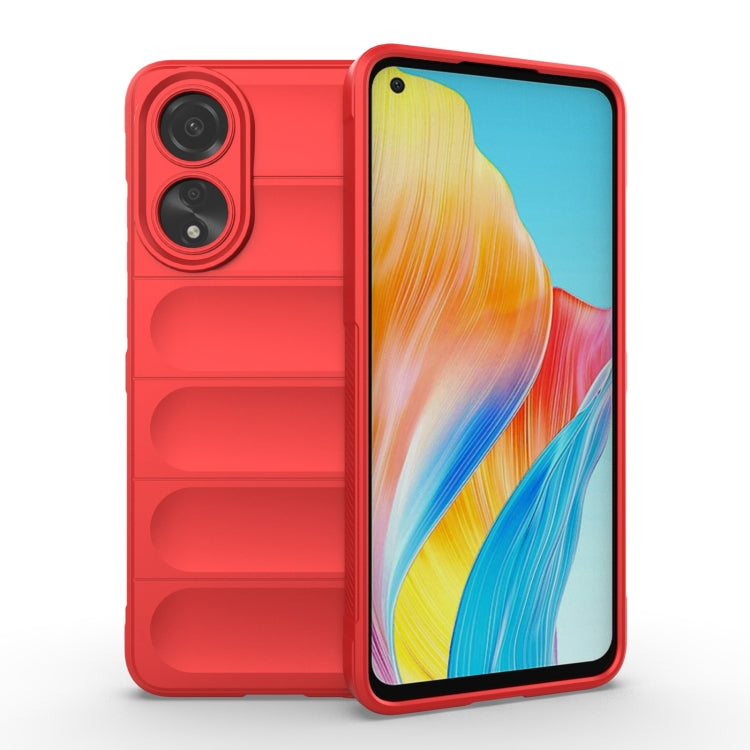 For OPPO A78 4G Global Magic Shield TPU + Flannel Phone Case(Red) - OPPO Cases by buy2fix | Online Shopping UK | buy2fix