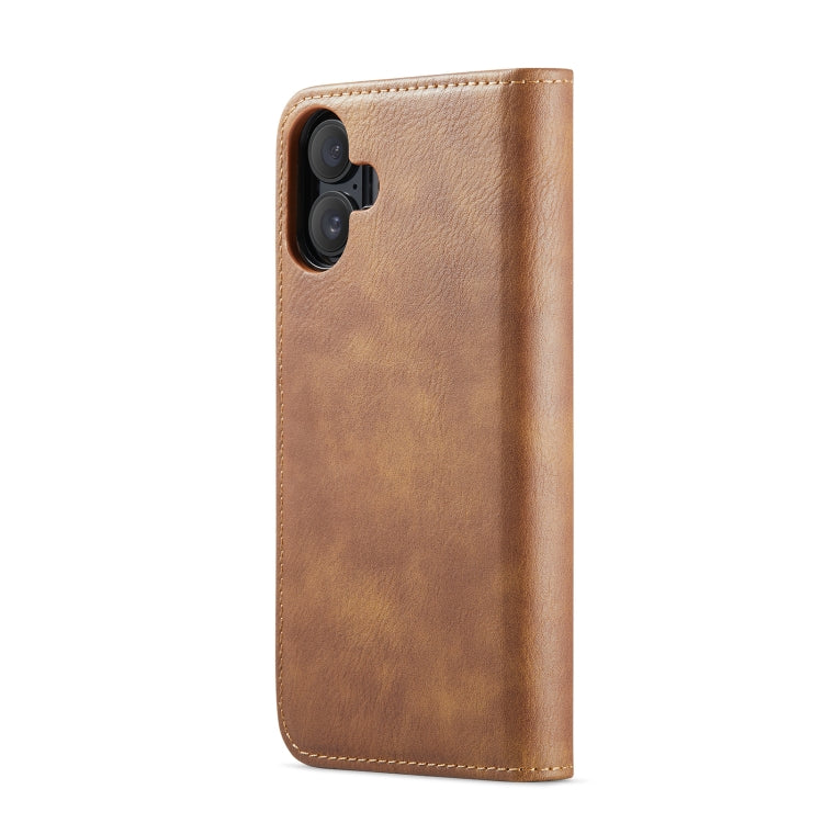 For iPhone 16 DG.MING Crazy Horse Texture Detachable Magnetic Leather Phone Case(Brown) - iPhone 16 Cases by DG.MING | Online Shopping UK | buy2fix