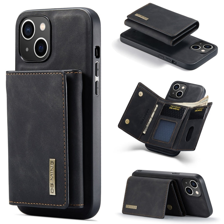 For iPhone 15 Plus DG.MING M1 Series 3-Fold Multi Card Wallet Leather Phone Case(Black) - iPhone 15 Plus Cases by DG.MING | Online Shopping UK | buy2fix