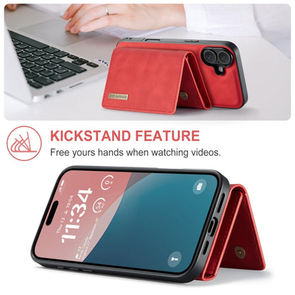 For iPhone 16 DG.MING M1 Series 3-Fold Multi Card Wallet Leather Phone Case(Red) - iPhone 16 Cases by DG.MING | Online Shopping UK | buy2fix