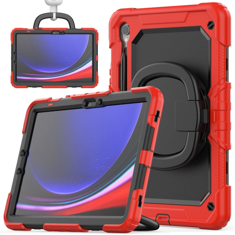 For Samsung Galaxy Tab S9 D Type Silicone Hybrid PC Tablet Case with Handle Holder(Red) - Galaxy Tab S9 Cases by buy2fix | Online Shopping UK | buy2fix