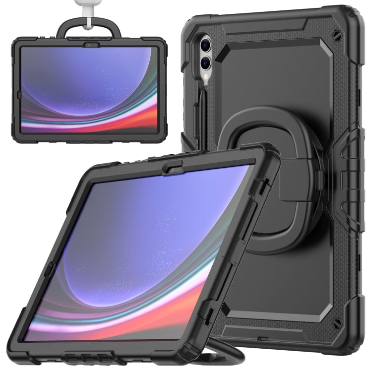 For Samsung Galaxy Tab S9+ D Type Silicone Hybrid PC Tablet Case with Handle Holder(Black) - Galaxy Tab S9+ Cases by buy2fix | Online Shopping UK | buy2fix