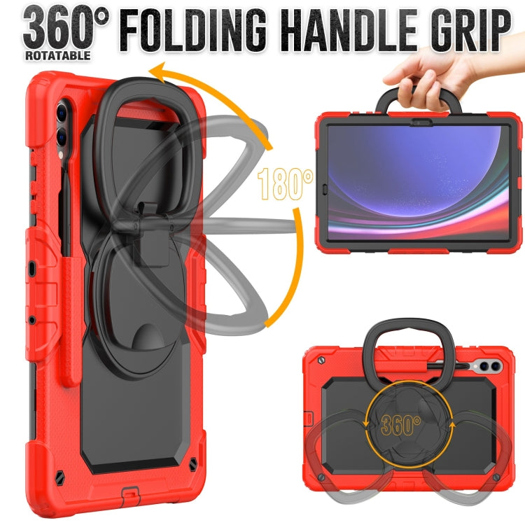 For Samsung Galaxy Tab S9+ D Type Silicone Hybrid PC Tablet Case with Handle Holder(Red) - Galaxy Tab S9+ Cases by buy2fix | Online Shopping UK | buy2fix