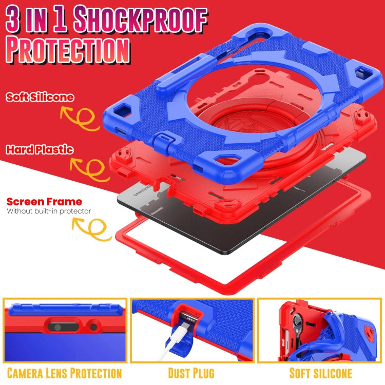 For Samsung Galaxy Tab S9 Spider Rotation Handle Silicone Hybrid PC Tablet Case(Red Blue) - Galaxy Tab S9 Cases by buy2fix | Online Shopping UK | buy2fix