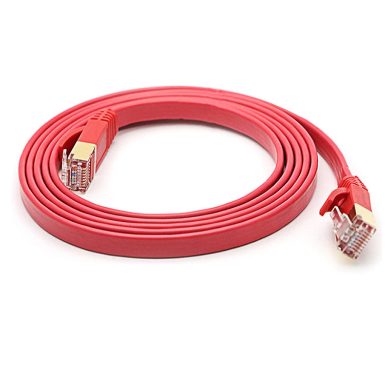 1m Gold Plated Head CAT7 High Speed 10Gbps Ultra-thin Flat Ethernet RJ45 Network LAN Cable(Red) - Lan Cable and Tools by buy2fix | Online Shopping UK | buy2fix