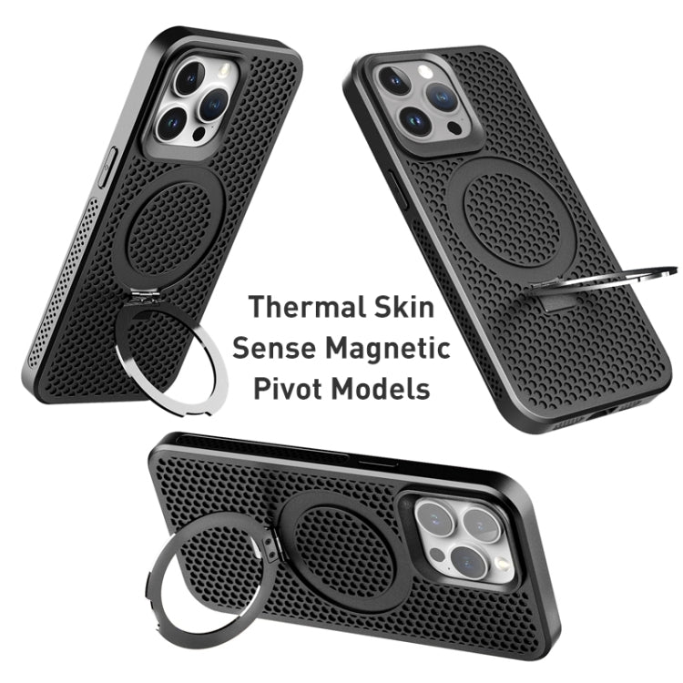 For iPhone 13 Pro Skin Feel PC+TPU Cooling Magnetic Magsafe Phone Case with Stand(Black) - iPhone 13 Pro Cases by buy2fix | Online Shopping UK | buy2fix