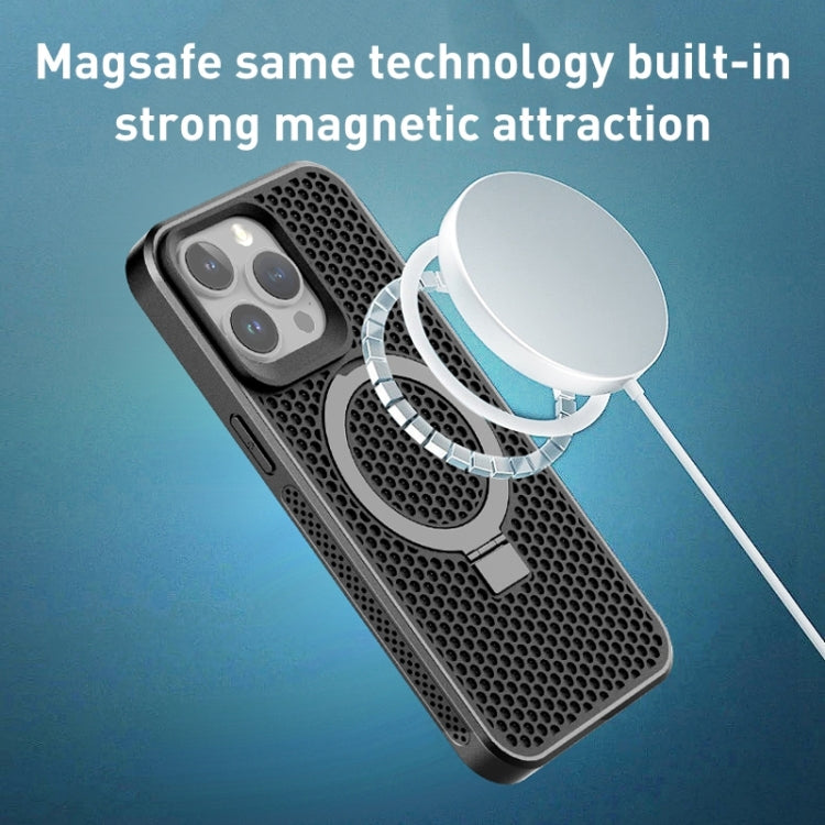 For iPhone 13 Pro Max Skin Feel PC+TPU Cooling Magnetic Magsafe Phone Case with Stand(Navy Blue) - iPhone 13 Pro Max Cases by buy2fix | Online Shopping UK | buy2fix