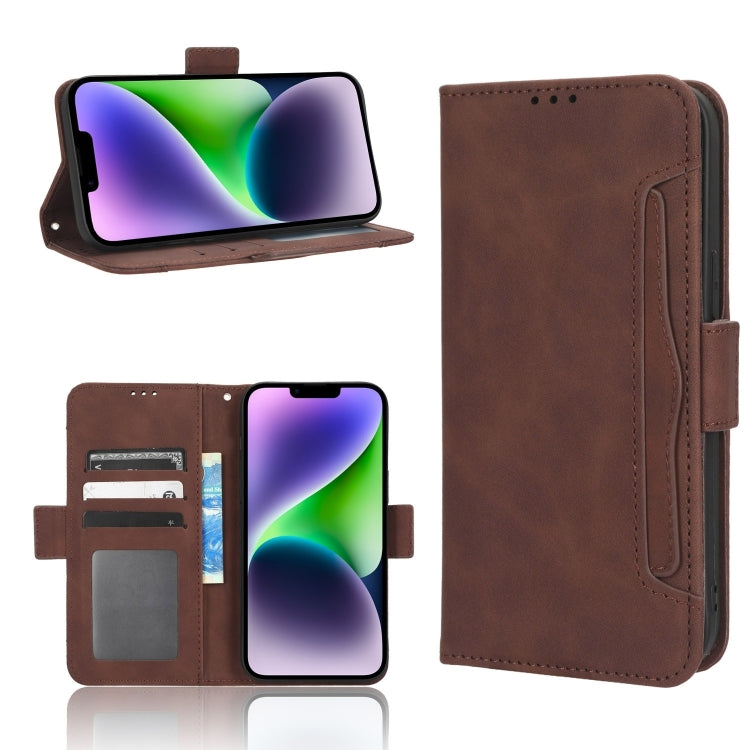 For iPhone 16 Pro Max Skin Feel Calf Texture Card Slots Leather Phone Case(Brown) - iPhone 16 Pro Max Cases by buy2fix | Online Shopping UK | buy2fix