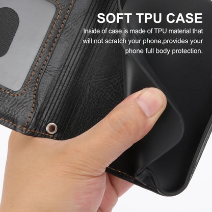 For iPhone 16 Oil Skin Zipper Wallet Leather Phone Case(Black) - iPhone 16 Cases by buy2fix | Online Shopping UK | buy2fix