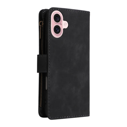 For iPhone 16 Crossbody Multi-card Slot Wallet Zipper Leather Phone Case(Black) - iPhone 16 Cases by buy2fix | Online Shopping UK | buy2fix