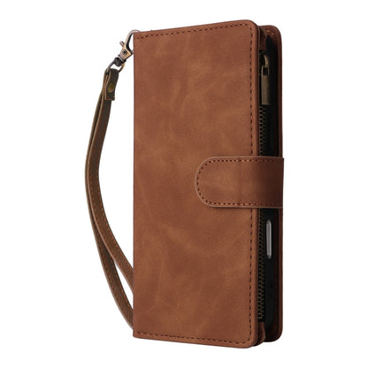 For iPhone 16 Pro Crossbody Multi-card Slot Wallet Zipper Leather Phone Case(Brown) - iPhone 16 Pro Cases by buy2fix | Online Shopping UK | buy2fix