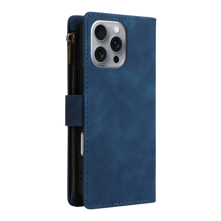 For iPhone 16 Pro Crossbody Multi-card Slot Wallet Zipper Leather Phone Case(Dark Blue) - iPhone 16 Pro Cases by buy2fix | Online Shopping UK | buy2fix