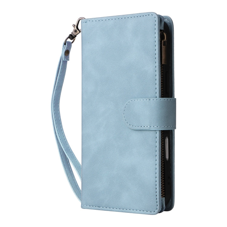 For iPhone 16 Pro Crossbody Multi-card Slot Wallet Zipper Leather Phone Case(Light Blue) - iPhone 16 Pro Cases by buy2fix | Online Shopping UK | buy2fix