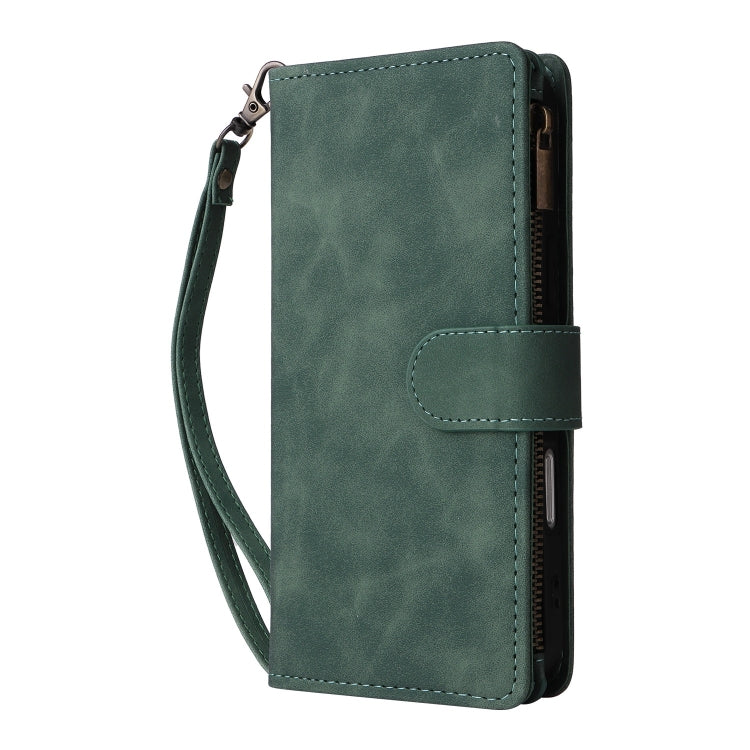 For iPhone 16 Pro Crossbody Multi-card Slot Wallet Zipper Leather Phone Case(Green) - iPhone 16 Pro Cases by buy2fix | Online Shopping UK | buy2fix