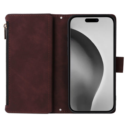 For iPhone 16 Pro Max Crossbody Multi-card Slot Wallet Zipper Leather Phone Case(Coffee) - iPhone 16 Pro Max Cases by buy2fix | Online Shopping UK | buy2fix