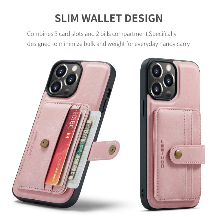 For iPhone 15 Pro Max JEEHOOD RFID Blocking Anti-Theft Magnetic PU Phone Case(Pink) - iPhone 15 Pro Max Cases by JEEHOOD | Online Shopping UK | buy2fix