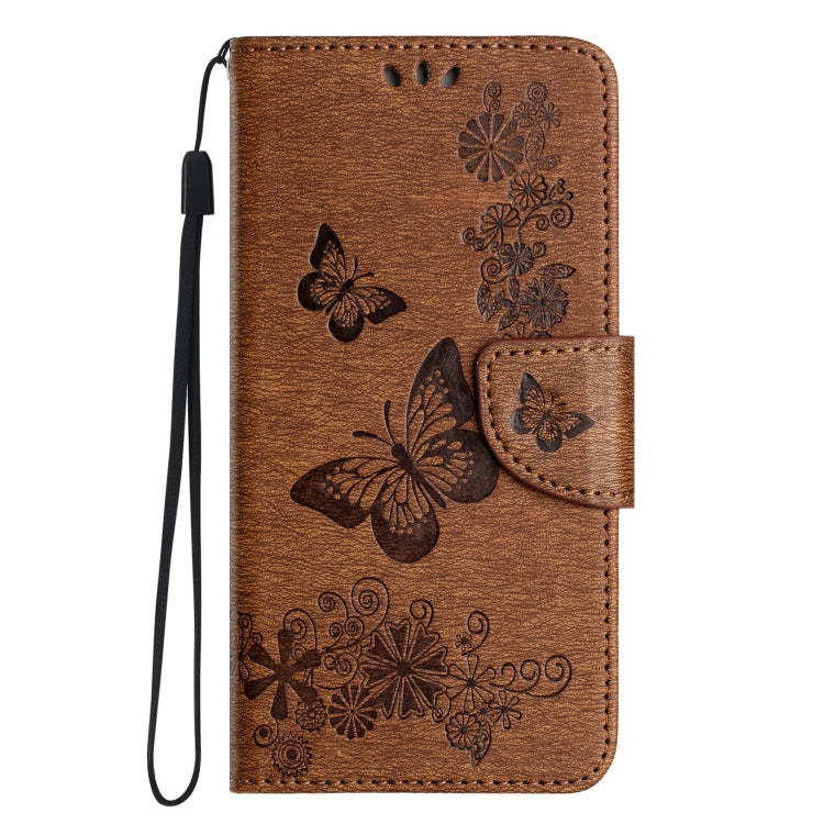 For iPhone 16 Butterfly Embossed Flip Leather Phone Case(Brown) - iPhone 16 Cases by buy2fix | Online Shopping UK | buy2fix