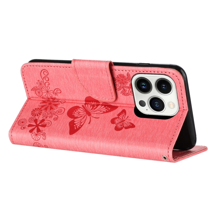 For iPhone 16 Pro Max Butterfly Embossed Flip Leather Phone Case(Pink) - iPhone 16 Pro Max Cases by buy2fix | Online Shopping UK | buy2fix