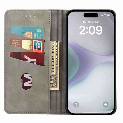 For iPhone 16 Plus Skin Feel Splicing Leather Phone Case(Grey) - iPhone 16 Plus Cases by buy2fix | Online Shopping UK | buy2fix