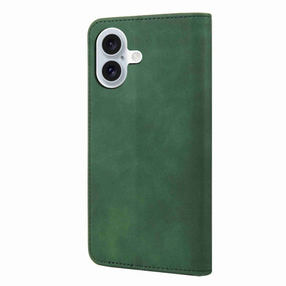 For iPhone 16 Plus Skin Feel Splicing Leather Phone Case(Green) - iPhone 16 Plus Cases by buy2fix | Online Shopping UK | buy2fix