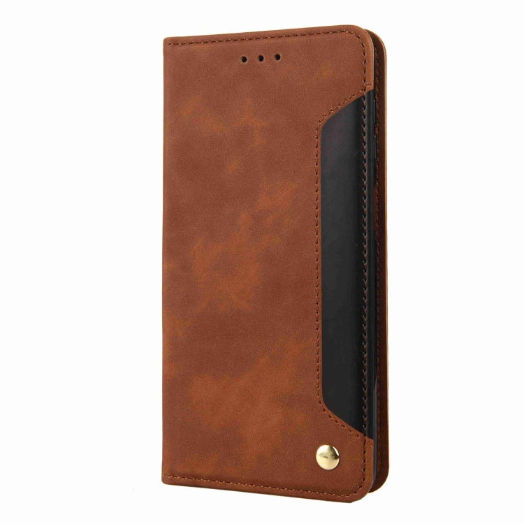 For iPhone 16 Skin Feel Splicing Leather Phone Case(Brown) - iPhone 16 Cases by buy2fix | Online Shopping UK | buy2fix