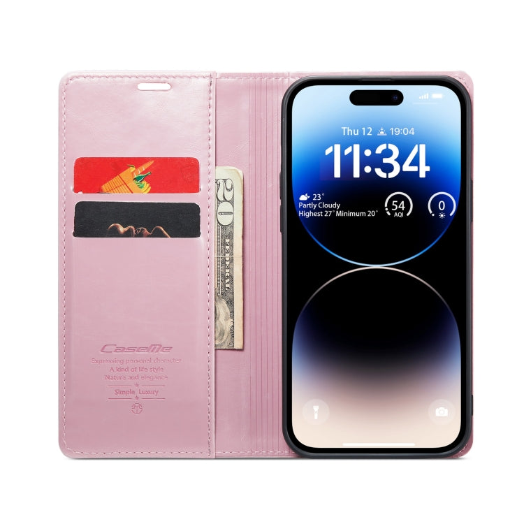 For iPhone 15 Pro Max CaseMe 003 Crazy Horse Texture Leather Phone Case(Rose Gold) - iPhone 15 Pro Max Cases by CaseMe | Online Shopping UK | buy2fix