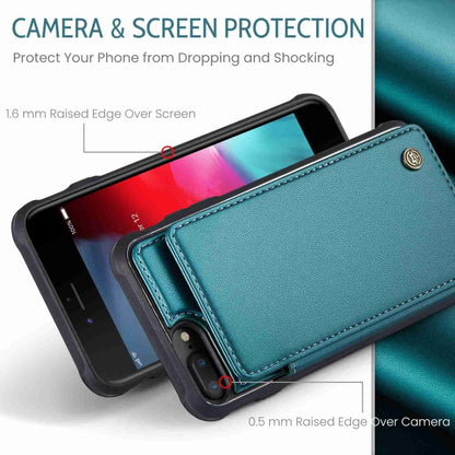 For iPhone 8 Plus / 7 Plus CaseMe C22 Card Slots Holder RFID Anti-theft Phone Case(Blue Green) - More iPhone Cases by CaseMe | Online Shopping UK | buy2fix