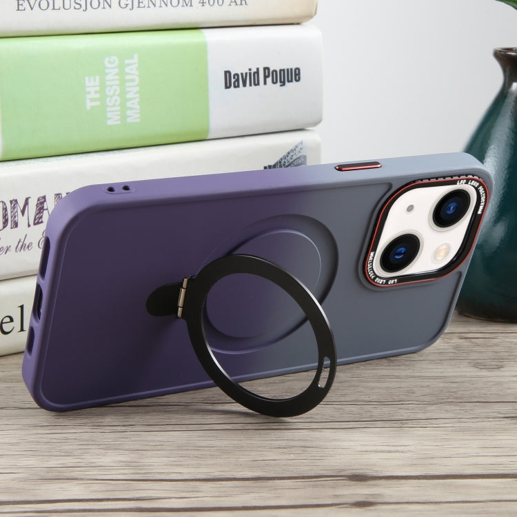 For iPhone 13 Gradient MagSafe Holder Liquid TPU Hybrid PC Phone Case(Blue Purple) - iPhone 12 / 12 Pro Cases by buy2fix | Online Shopping UK | buy2fix