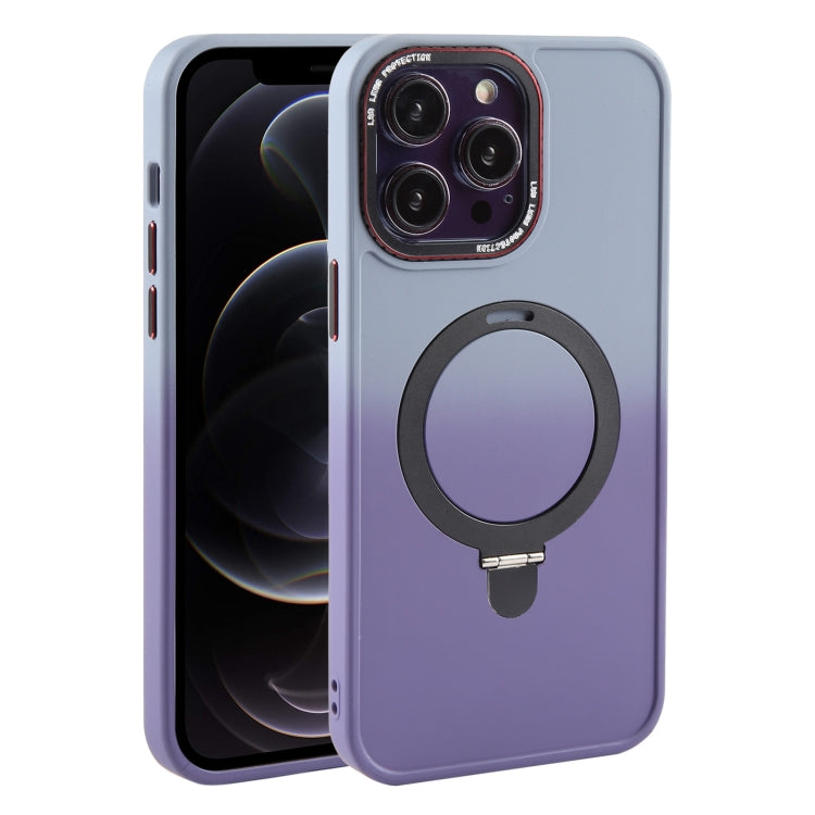 For iPhone 12 Pro Gradient MagSafe Holder Liquid TPU Hybrid PC Phone Case(Blue Purple) - iPhone 12 / 12 Pro Cases by buy2fix | Online Shopping UK | buy2fix