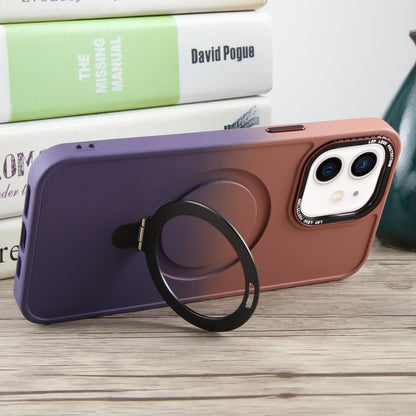 For iPhone 11 Gradient MagSafe Holder Liquid TPU Hybrid PC Phone Case(Pink Purple) - iPhone 11 Cases by buy2fix | Online Shopping UK | buy2fix