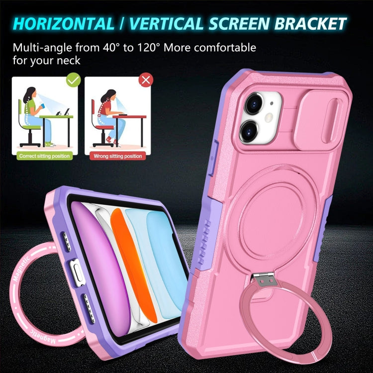 For iPhone 11 Sliding Camshield Magsafe Holder TPU Hybrid PC Phone Case(Purple Pink) - iPhone 11 Cases by buy2fix | Online Shopping UK | buy2fix