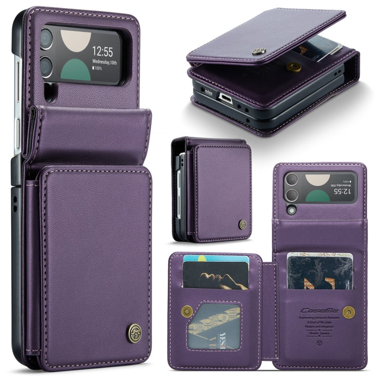 For Samsung Galaxy Z Flip4 5G CaseMe C22 PC+TPU Business Style RFID Anti-theft Leather Phone Case(Purple) - Galaxy Z Flip4 5G Cases by CaseMe | Online Shopping UK | buy2fix