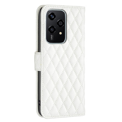 For Honor 200 Lite Global Diamond Lattice Wallet Flip Leather Phone Case(White) - Honor Cases by buy2fix | Online Shopping UK | buy2fix