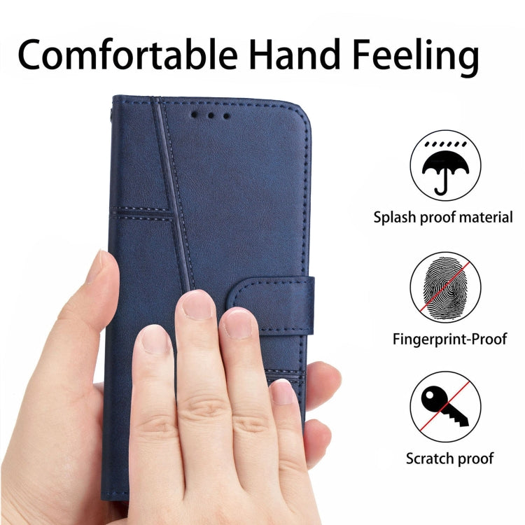 For Motorola Moto G Play 5G 2024/G 5G 2024 Stitching Calf Texture Buckle Leather Phone Case(Blue) - Motorola Cases by buy2fix | Online Shopping UK | buy2fix