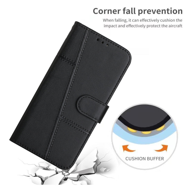 For Motorola Moto G Stylus 5G 2024 Stitching Calf Texture Buckle Leather Phone Case(Black) - Motorola Cases by buy2fix | Online Shopping UK | buy2fix