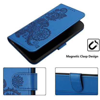 For Motorola Moto E13 Datura Flower Embossed Flip Leather Phone Case(Blue) - Motorola Cases by buy2fix | Online Shopping UK | buy2fix