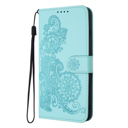 For Motorola Edge 5G 2024 Datura Flower Embossed Flip Leather Phone Case(Light Blue) - Motorola Cases by buy2fix | Online Shopping UK | buy2fix