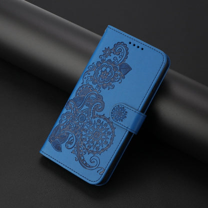 For Motorola Moto G Power 5G 2024 Datura Flower Embossed Flip Leather Phone Case(Blue) - Motorola Cases by buy2fix | Online Shopping UK | buy2fix