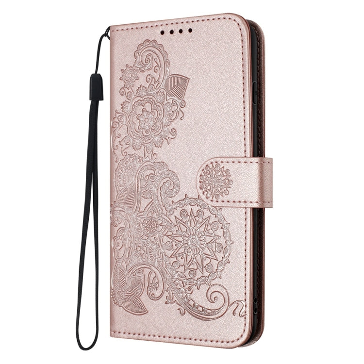 For Motorola Moto G Power 5G 2024 Datura Flower Embossed Flip Leather Phone Case(Rose Gold) - Motorola Cases by buy2fix | Online Shopping UK | buy2fix