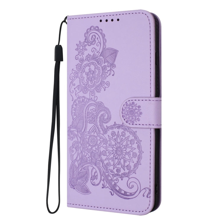 For Motorola Moto G Stylus 5G 2024 Datura Flower Embossed Flip Leather Phone Case(Purple) - Motorola Cases by buy2fix | Online Shopping UK | buy2fix