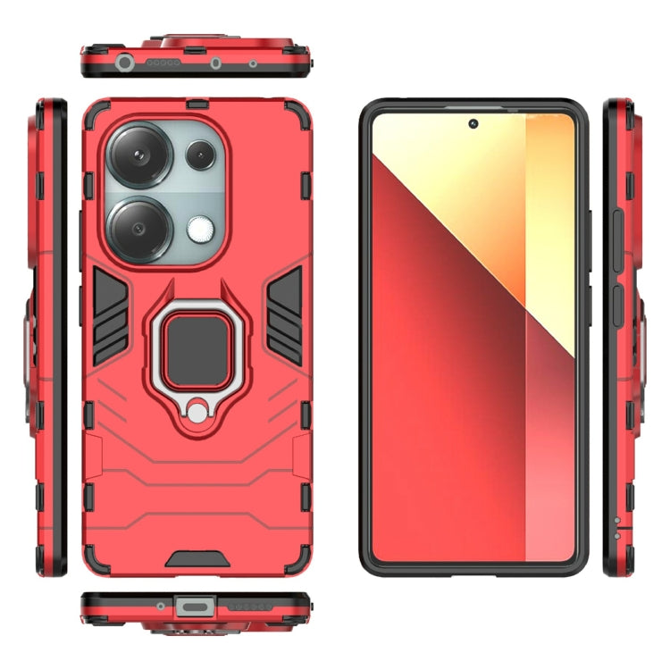 For Xiaomi Redmi Note 13 Pro 4G Global Shockproof PC + TPU Holder Phone Case(Red) - Note 13 Pro Cases by buy2fix | Online Shopping UK | buy2fix