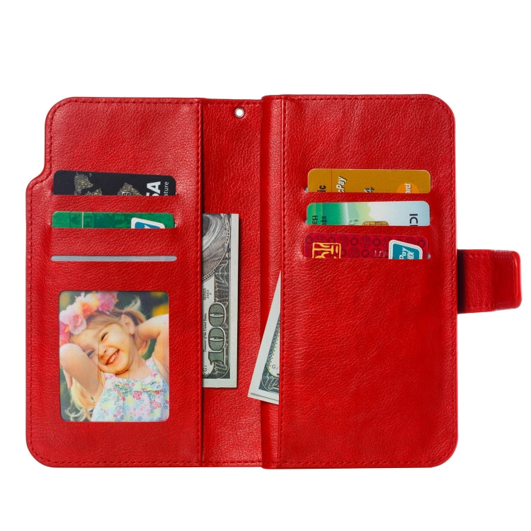 For iPhone 16 Pro Max Tri-Fold 9-Card Wallets Leather Phone Case(Red) - iPhone 16 Pro Max Cases by buy2fix | Online Shopping UK | buy2fix