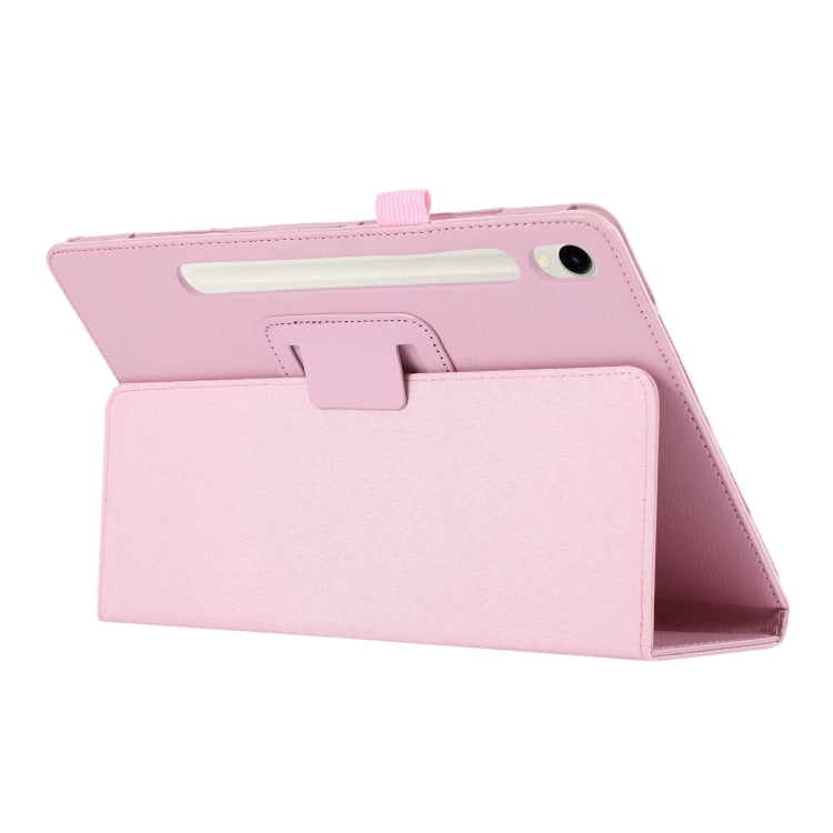 For Samsung Galaxy Tab S9+ Litchi Texture Leather Tablet Case with Holder(Pink) - Other Galaxy Tab PC by buy2fix | Online Shopping UK | buy2fix