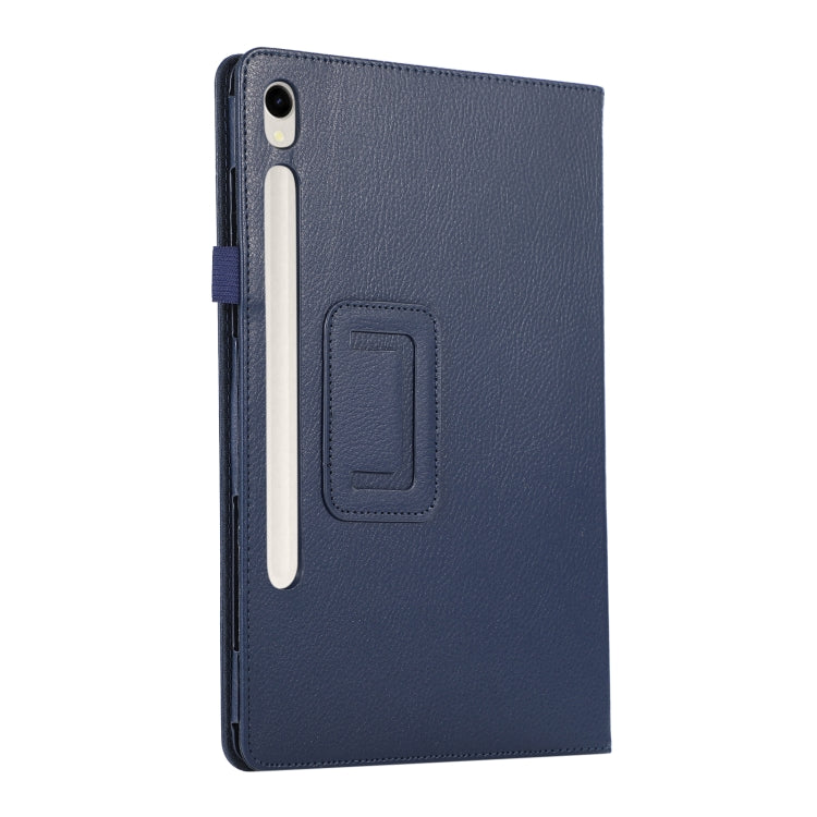 For Samsung Galaxy Tab S9 Ultra Litchi Texture Leather Tablet Case with Holder(Dark Blue) - Other Galaxy Tab PC by buy2fix | Online Shopping UK | buy2fix