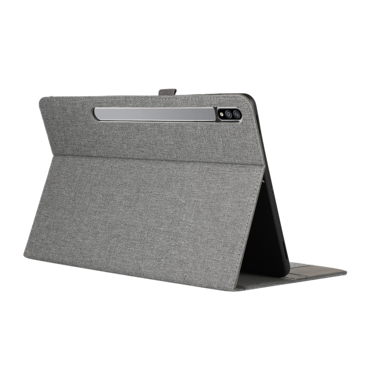 For Samsung Galaxy Tab S9 Horizontal Flip TPU + Fabric PU Leather Tablet Case(Grey) - Galaxy Tab S9 Cases by buy2fix | Online Shopping UK | buy2fix