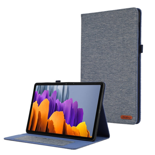 For Samsung Galaxy Tab S9+ Horizontal Flip TPU + Fabric PU Leather Tablet Case(Dark Blue) - Galaxy Tab S9+ Cases by buy2fix | Online Shopping UK | buy2fix