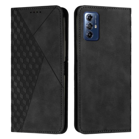 For Motorola Moto G Play 2024 Diamond Splicing Skin Feel Magnetic Leather Phone Case(Black) - Motorola Cases by buy2fix | Online Shopping UK | buy2fix