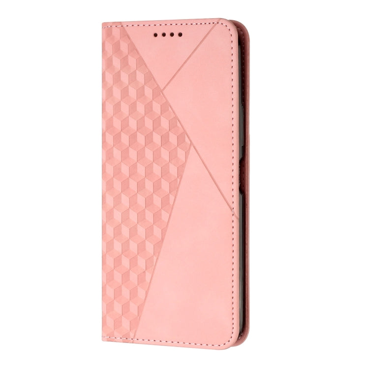 For Motorola Edge 2024 Diamond Splicing Skin Feel Magnetic Leather Phone Case(Rose Gold) - Motorola Cases by buy2fix | Online Shopping UK | buy2fix