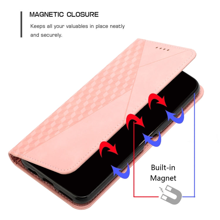 For Motorola Edge 2024 Diamond Splicing Skin Feel Magnetic Leather Phone Case(Rose Gold) - Motorola Cases by buy2fix | Online Shopping UK | buy2fix