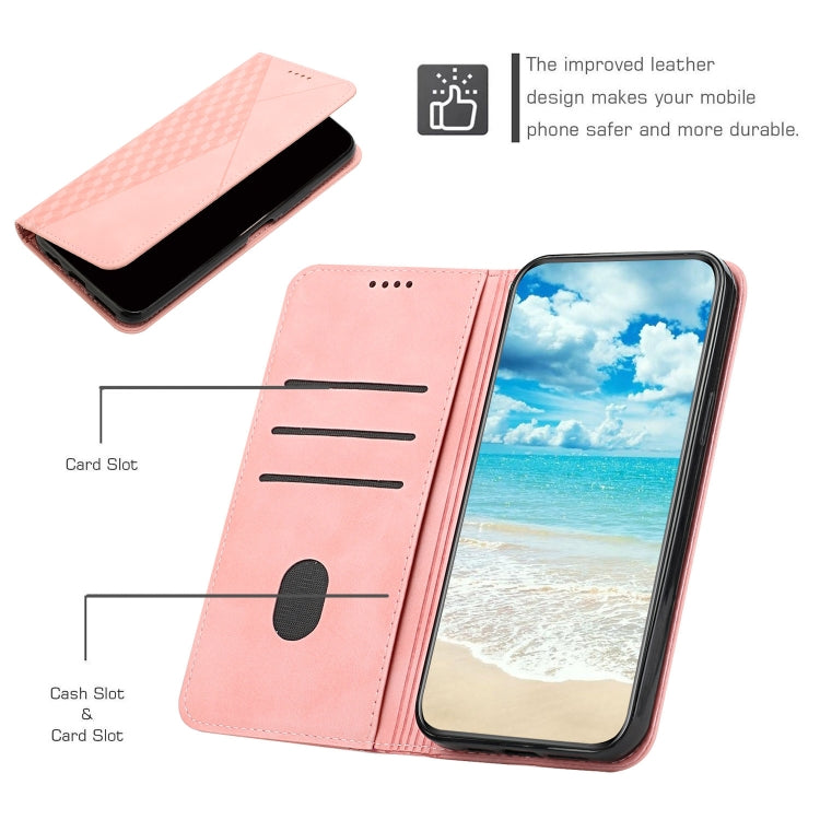 For Motorola Edge 2024 Diamond Splicing Skin Feel Magnetic Leather Phone Case(Rose Gold) - Motorola Cases by buy2fix | Online Shopping UK | buy2fix